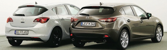 mazda 3 и Opel Astra